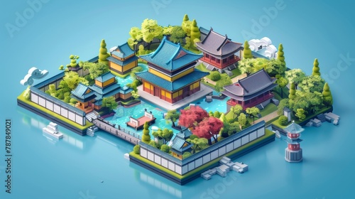 App for Japan tourism based on a 3D isometric projection concept
