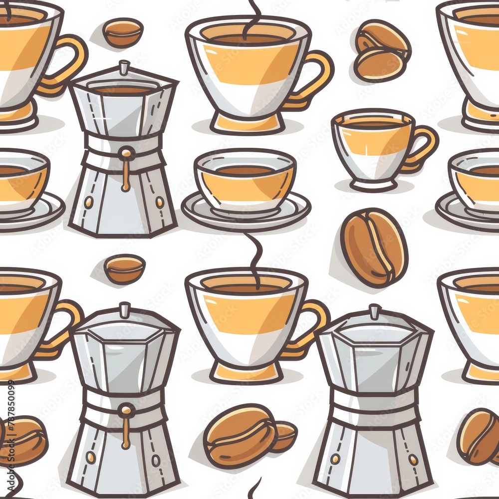 Espresso Essentials - Seamless Pattern Tile of Coffee Delights