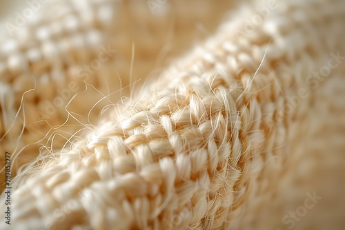 Cozy and Inviting Fabric Texture Macro Shot of Warm EGG NOG Toned Woven Threads for Backdrop Website or Poster Design photo