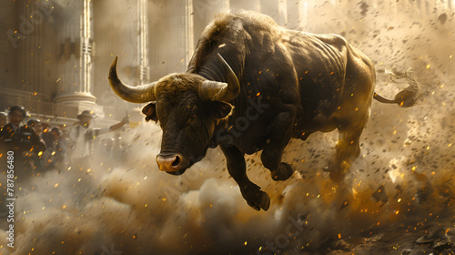 the bulls let the stock market run upwards, generative Ai photo