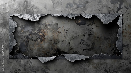 This modern real life illustration shows a broken steel plate isolated on a transparent background with a scratched grungy texture.