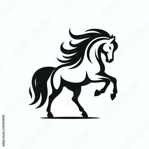 horse silhouette vector illustration White Background  icon  farm animal Template