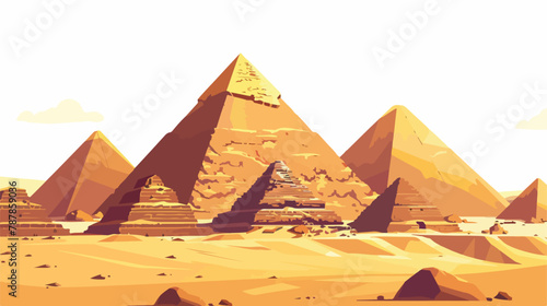Egypt Pyramids desert landscape cartoon flat illustration