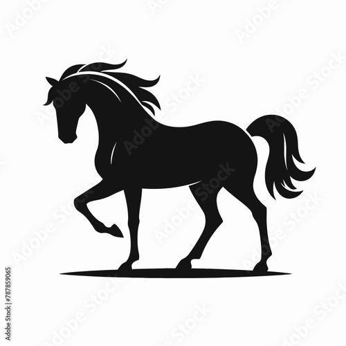 horse silhouette vector illustration White Background  icon  farm animal Template 