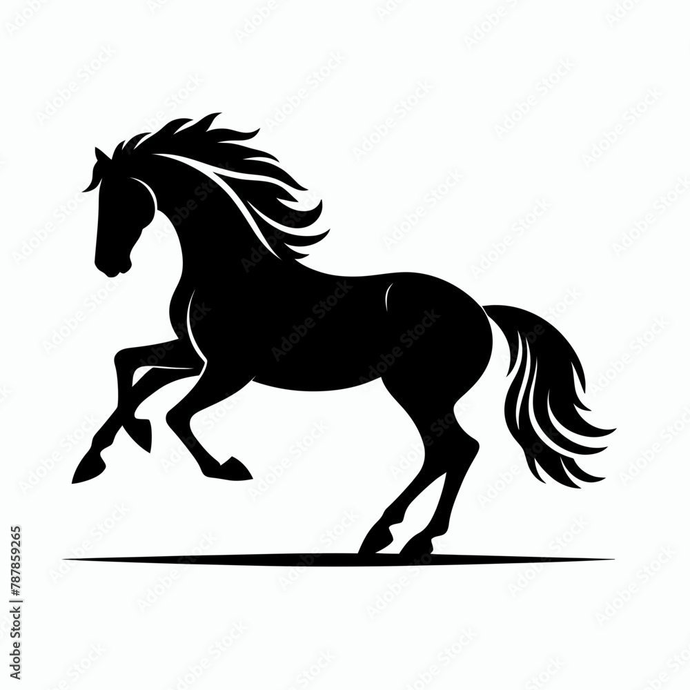 horse silhouette vector illustration White Background, icon, farm animal Template
