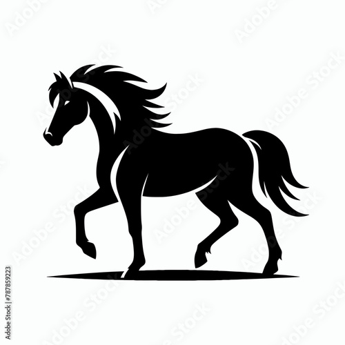 horse silhouette vector illustration White Background, icon, farm animal Template 