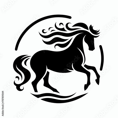 horse silhouette vector illustration White Background  icon  farm animal Template 