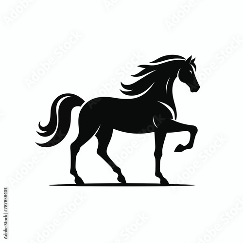 horse silhouette vector illustration White Background  icon  farm animal Template 