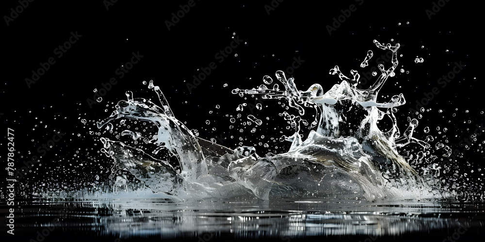 Splashing water on a black background. water splash refreshing black background Splashing water on a black background. water splash refreshing black background
