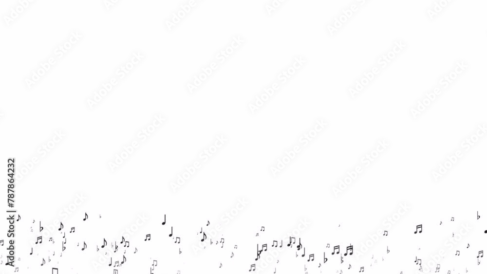 abstract animated background with flowing random music notes in black ...