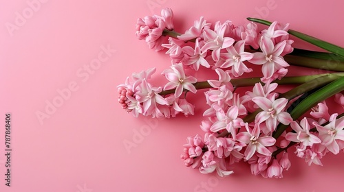 Wallpaper Mural   A pink background bears a bouquet of pink tulips; their stems, one conspicuously green, anchors the arrangement Torontodigital.ca