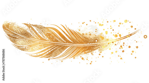 Gold feather of bird with stripes golden gradient lin