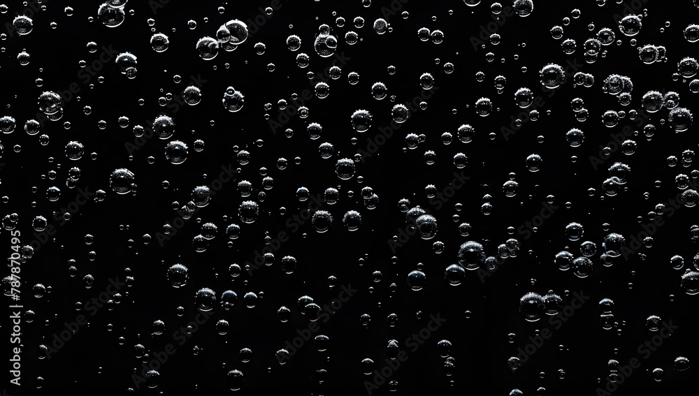 Closeup - rain water drops behind glass look like bubbles in black liquid. Abstract wet background. Closeup - rain water drops behind glass look like bubbles in black liquid. Abstract wet background.
