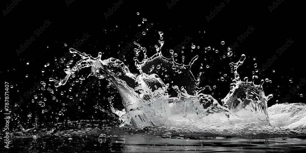 Splashing water on a black background. water splash refreshing black background Splashing water on a black background. water splash refreshing black background
