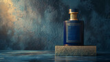 Luxury Perfume Bottle on Blue Background