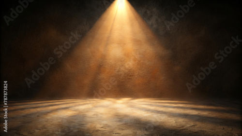 Dark Room Interior with Gold Light and Grunge Texture