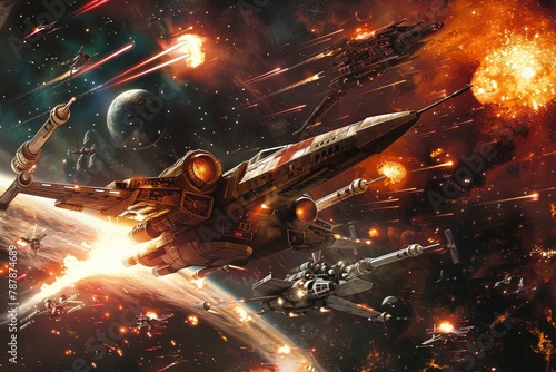 A galactic war between rival factions, with epic space battles, daring starfighter pilots, and heroes fighting for the fate of the universe
