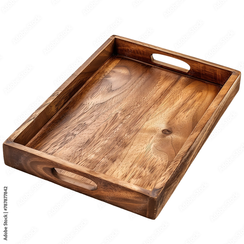 Wooden tray isolated on transparent background Wooden tray isolated on transparent background