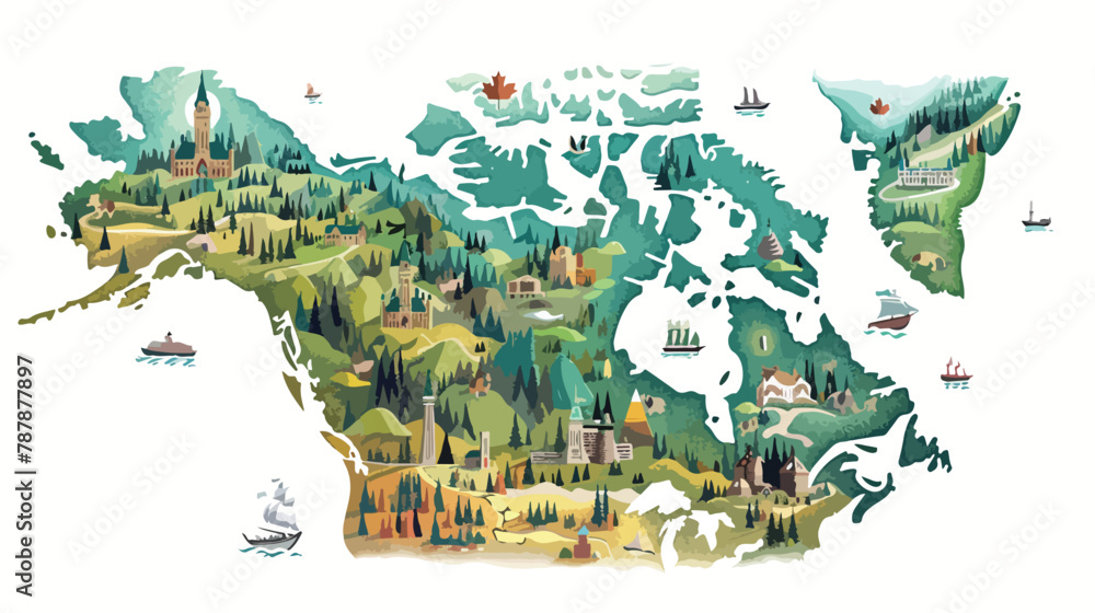 Illustrated vector map of Canada Vector illustration