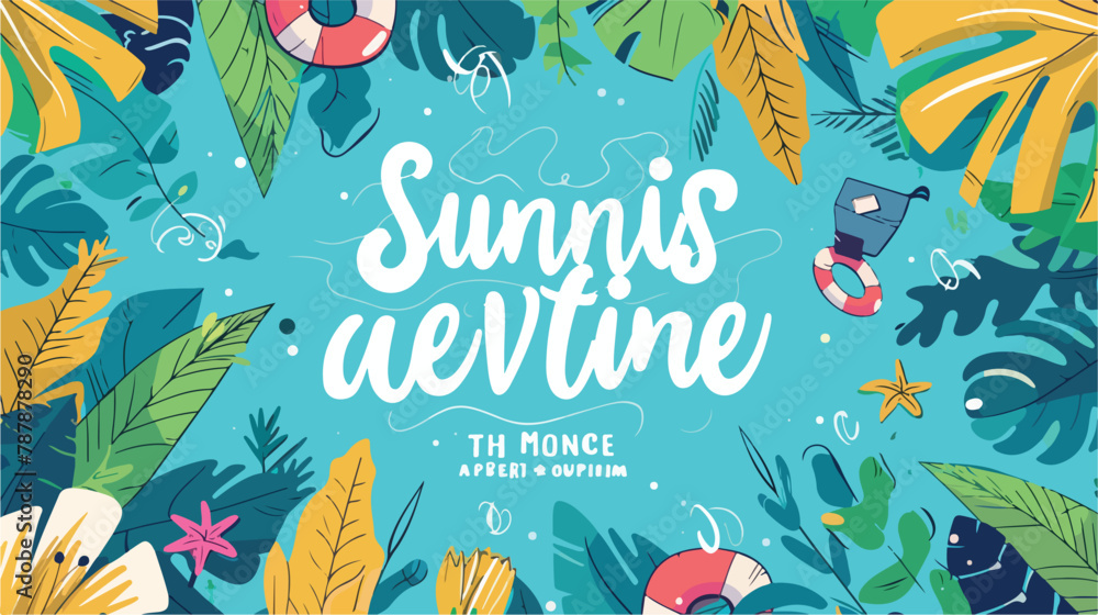 Illustration of summer is adventure time text 