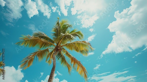 coconut trees on the beach with a summer atmosphere generative ai