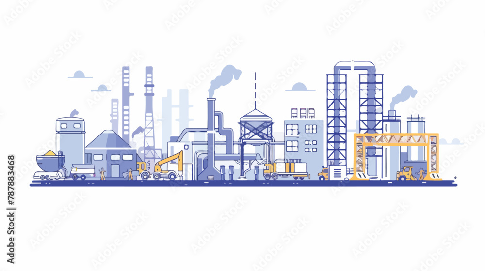 Metallurgy industry plant construction vector illustration