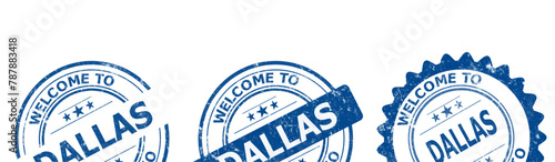 welcome to Dallas blue old stamp sale	
