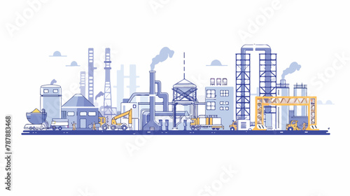 Metallurgy industry plant construction vector illustration