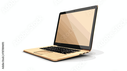 Modern rich golden ultrabook notebook laptop isolated photo