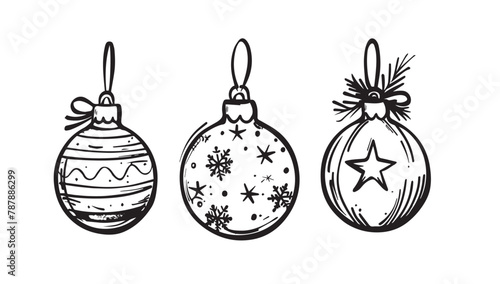 Christmas balls on white