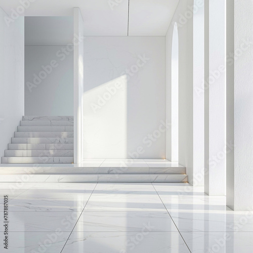 white empty room  mockup product  white wall