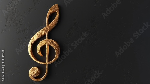 Gold Music Clef on black background