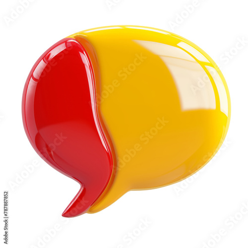 3d speech Bubble Template: a generic 3d speech bubble, red and yellow, no predefined text photo