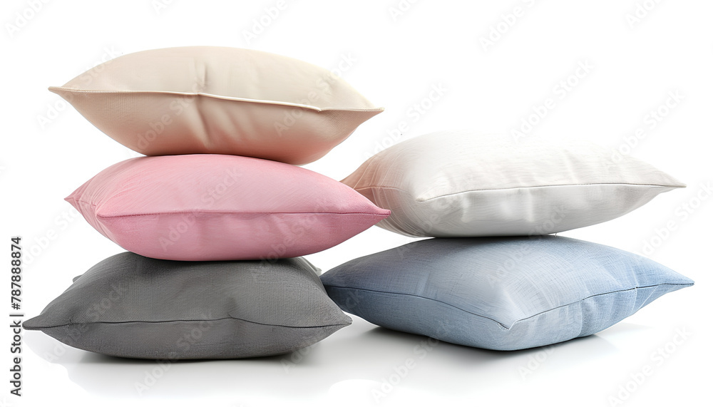 Stylish soft pillows isolated on white background