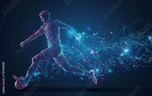 Abstract silhouette of particles with lines and triangles. footballer © MUS_GRAPHIC