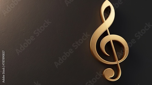 Gold Music Clef on black background photo