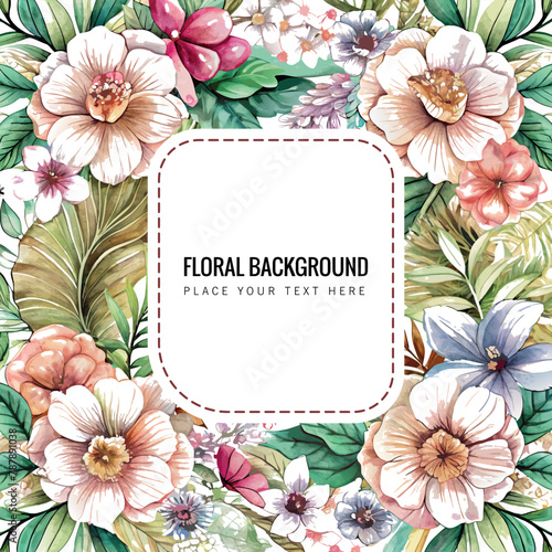 Hand drawn flower background with text space