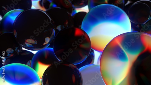 Color Refraction in Glass Sphere Cluster