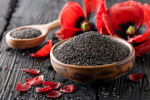 Oil extracted from poppy seeds photo