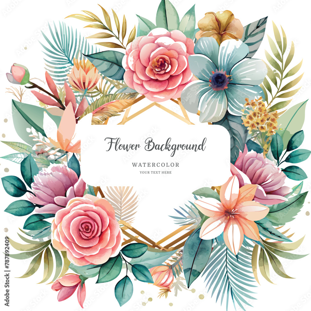 Obraz premium Powder pastel with hand drawn flower background