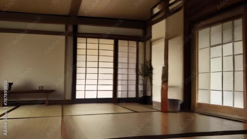 Japanese interior design. An empty room in Japanese style Japanese interior design. An empty room in Japanese style