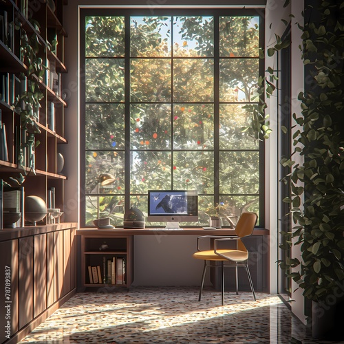 Energizing Home Office Space  Sunlit and Ready to Work