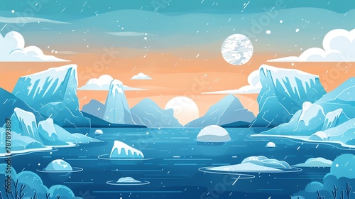 Climate Change Awareness Design a vector illustration highlighting the impacts of climate change, such as melting ice caps, rising sea levels, and extreme weather events, to raise awareness and promot photo