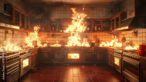 Provides kitchen fire-fighting training scene content generative ai