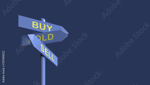 Foto A signage showing directions or options to buy, sell or hold in a conceptual illustration