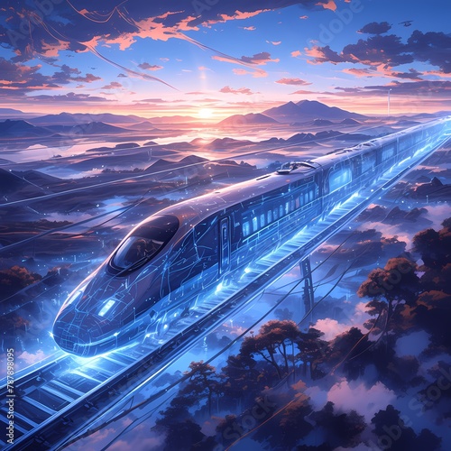 Experience the Blistering Speed of Tomorrow: A High-Tech Bullet Train in Motion