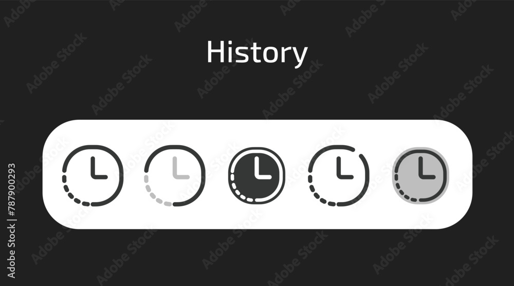 History icons in 5 different styles as vector - obrazy, fototapety, plakaty 