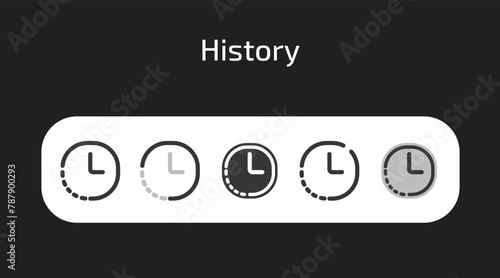 History icons in 5 different styles as vector