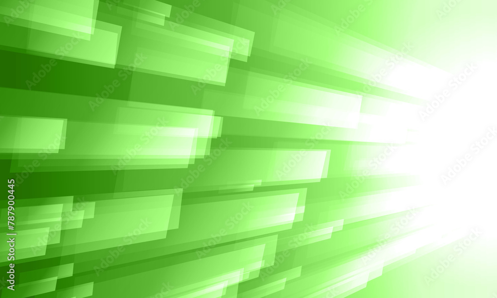 Fototapeta premium Abstract green light rays background with glowing rectangular shapes. Abstract futuristic background.