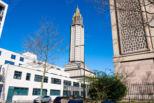 Tower of St. Joseph Church in Le Havre in France